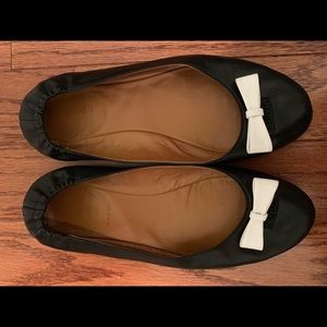 Fendi Black Letsdance Ballet Flat w/White Bow sz 8